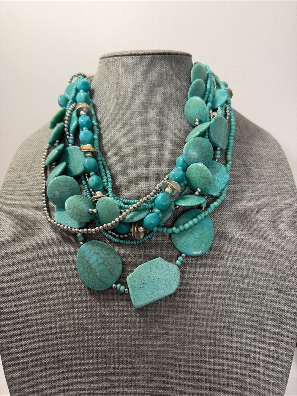 Chico's Turquoise Multi-Strand Stone Necklace